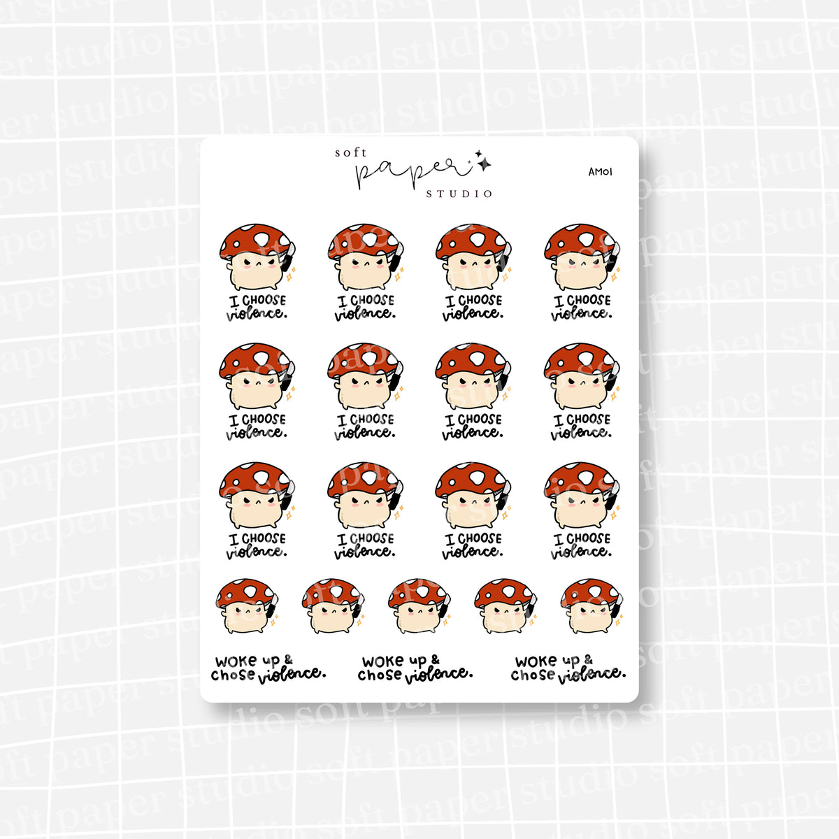 Amanita the Mushroom "I Choose Violence" Stickers