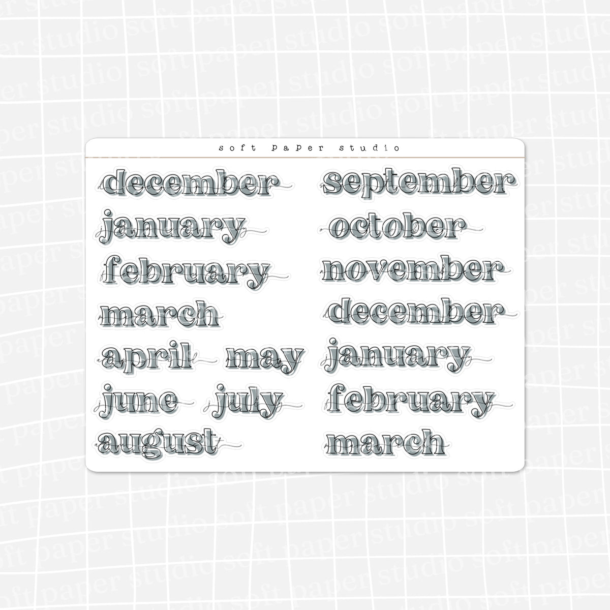 Minimal Bold Months of the Year Stickers (New Colors Available!)