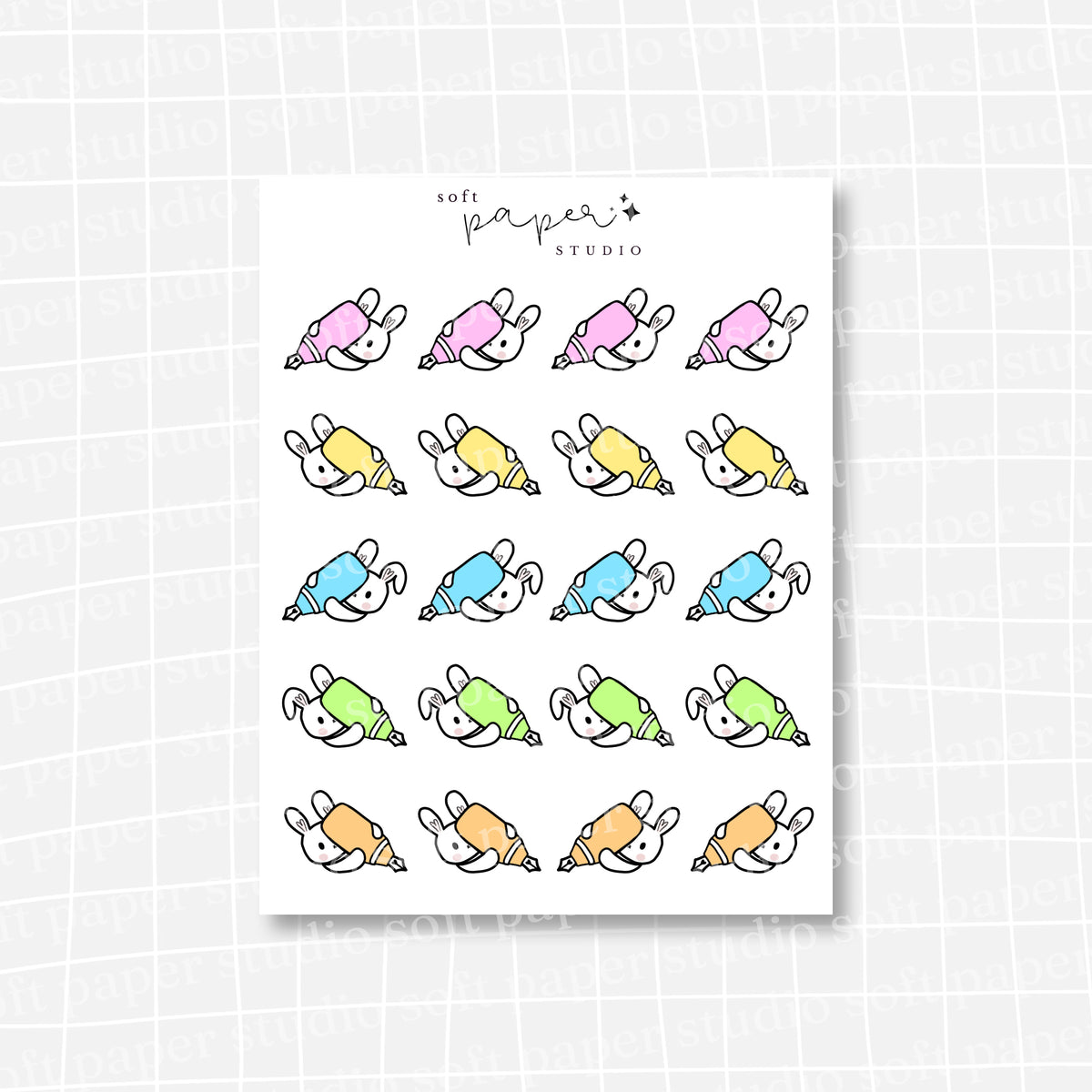 Latte the Bunny Chubby Fountain Pen Stickers (3 Colors Available)