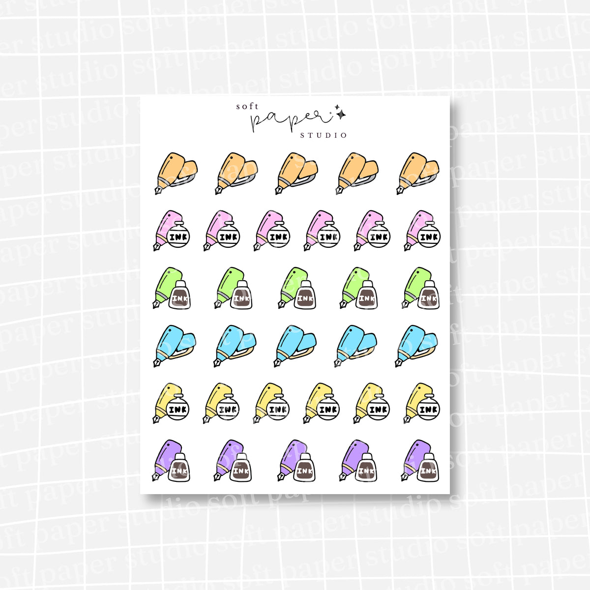 Chubby Fountain Pen and Ink Stickers (3 Colors Available)
