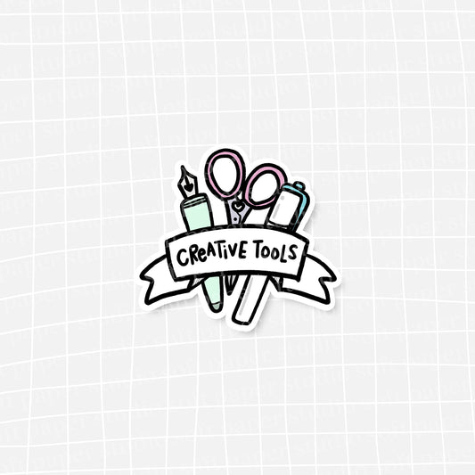 Waterproof VINYL DIECUT STICKER - Creative Tools Stationery (2 Colors Available)