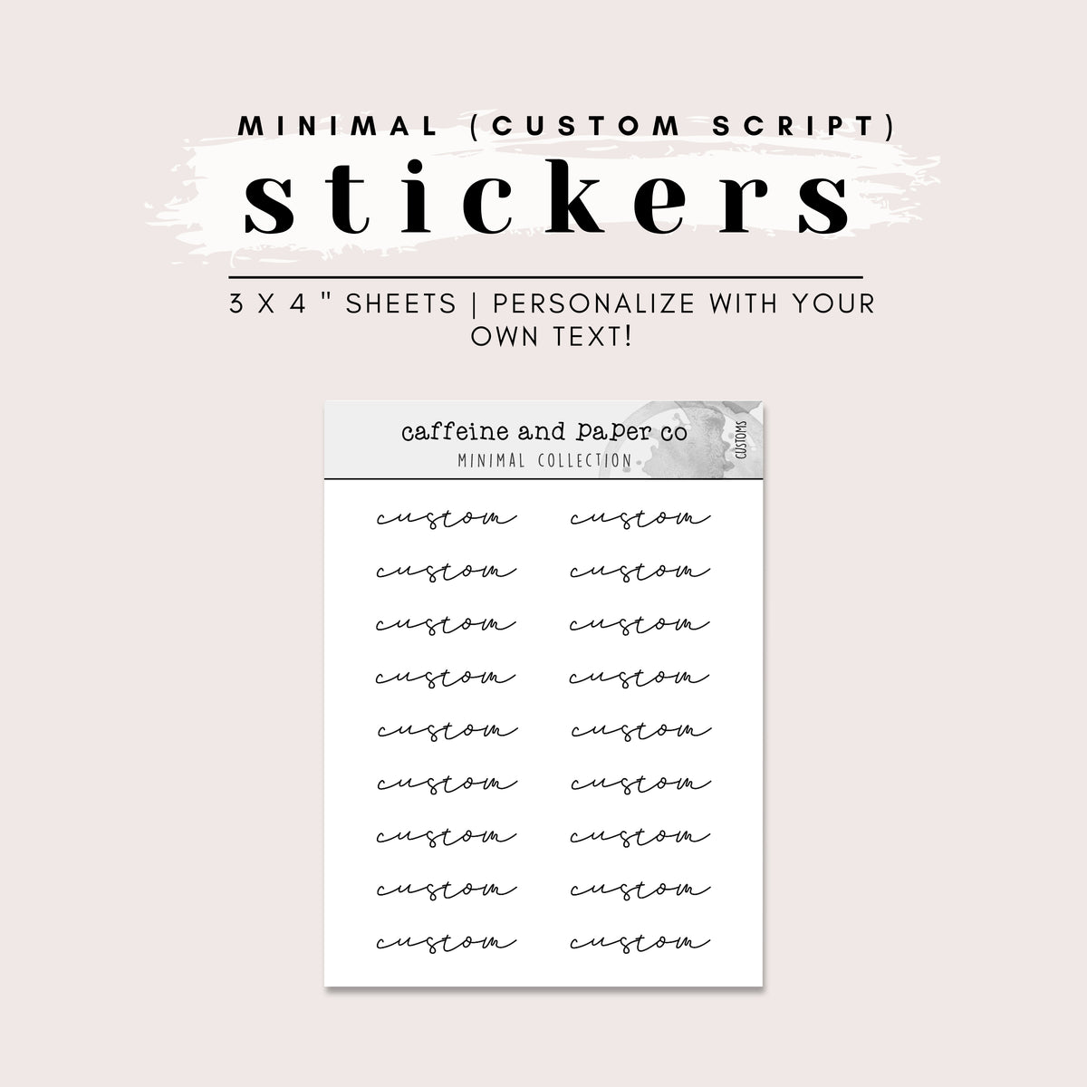 CUSTOM MINIMAL SCRIPT (cursive) STICKERS