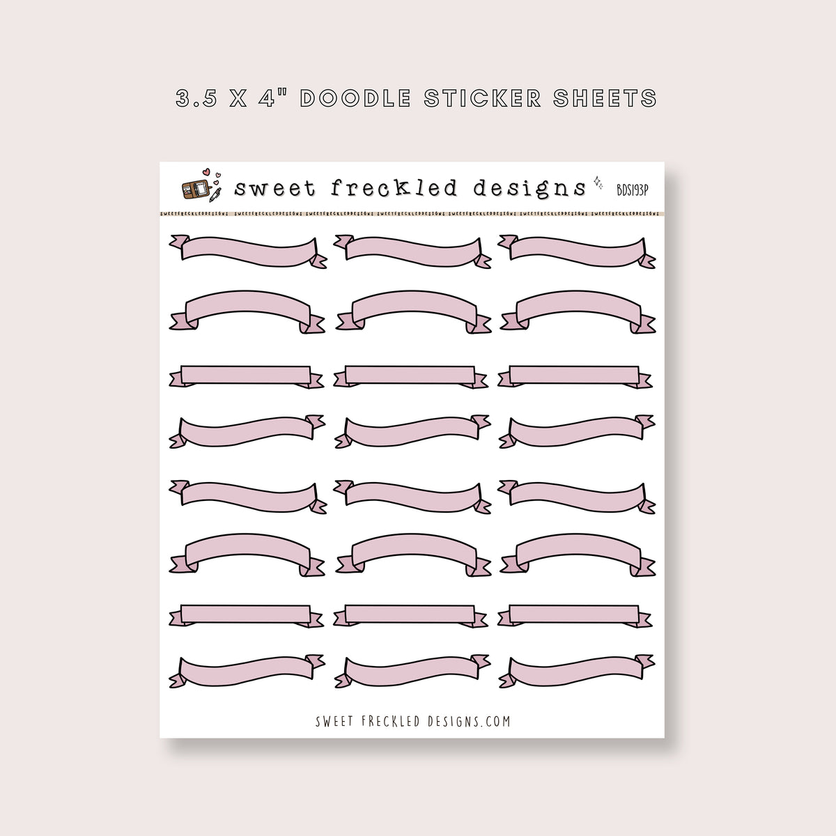Smaller Doodle Banner Stickers (4 Colors Available)