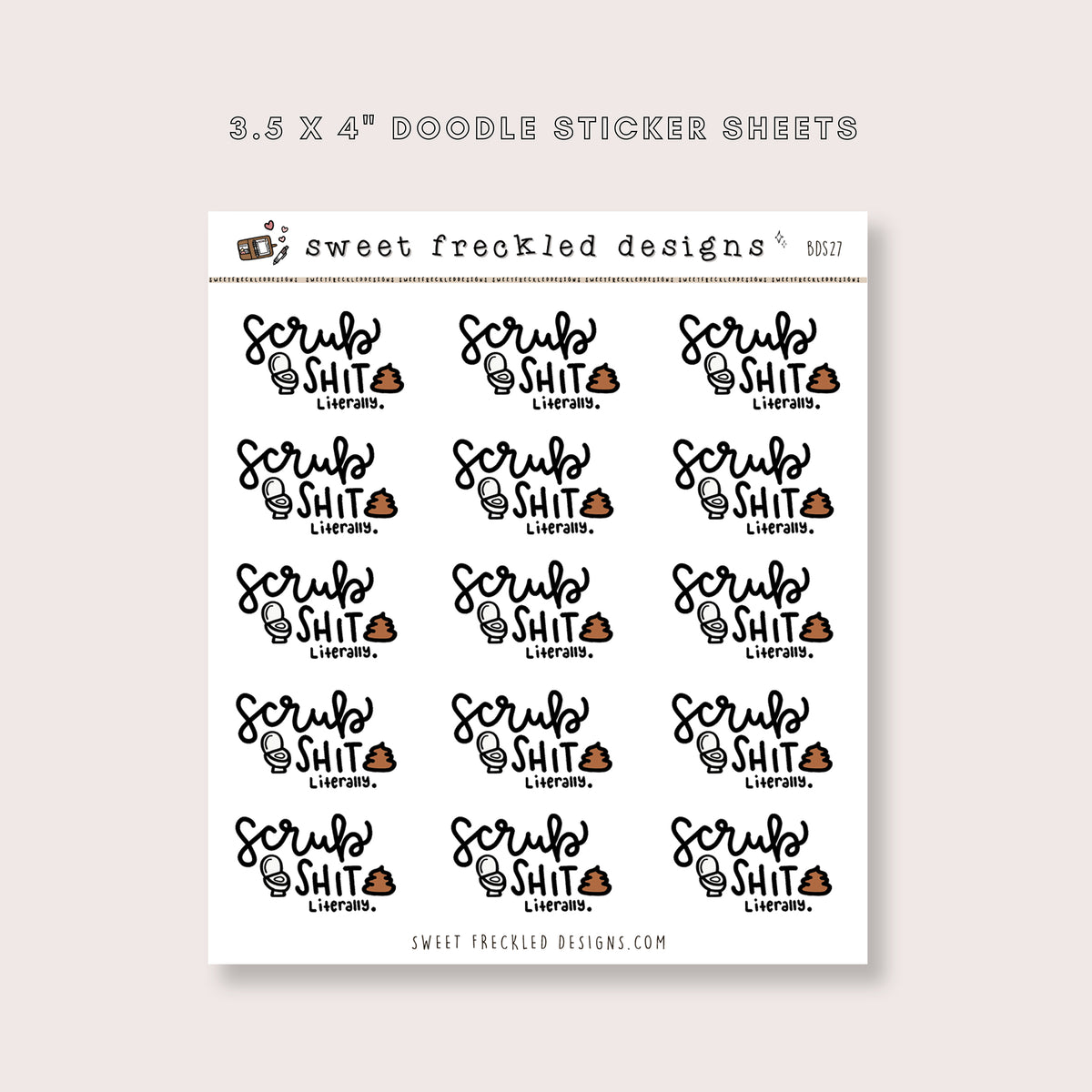 Scrub Shit Toilet Bathroom Chores Stickers