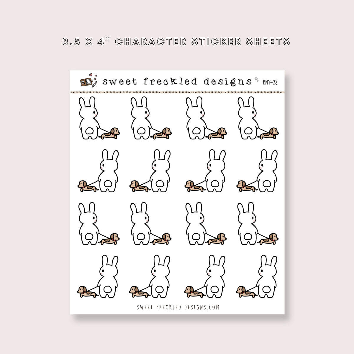 Latte the Bunny Walk the Dog Stickers