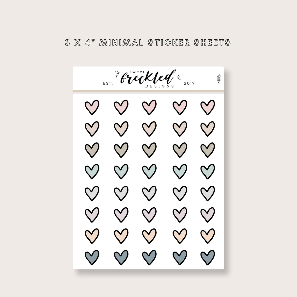 Minimalistic Mini Heart Stickers (3 Colors Available)