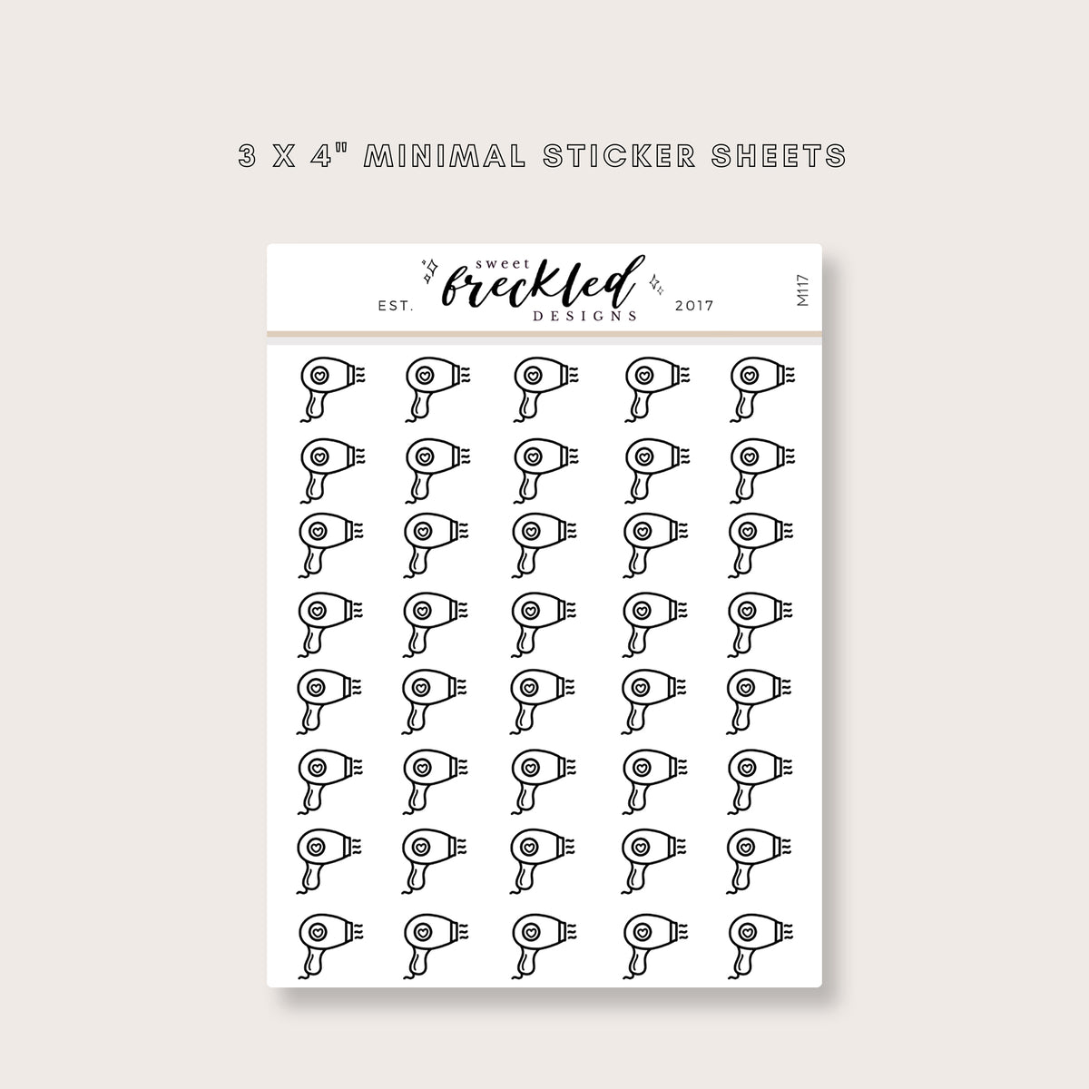 Minimalistic Mini Blow Dryer Stickers