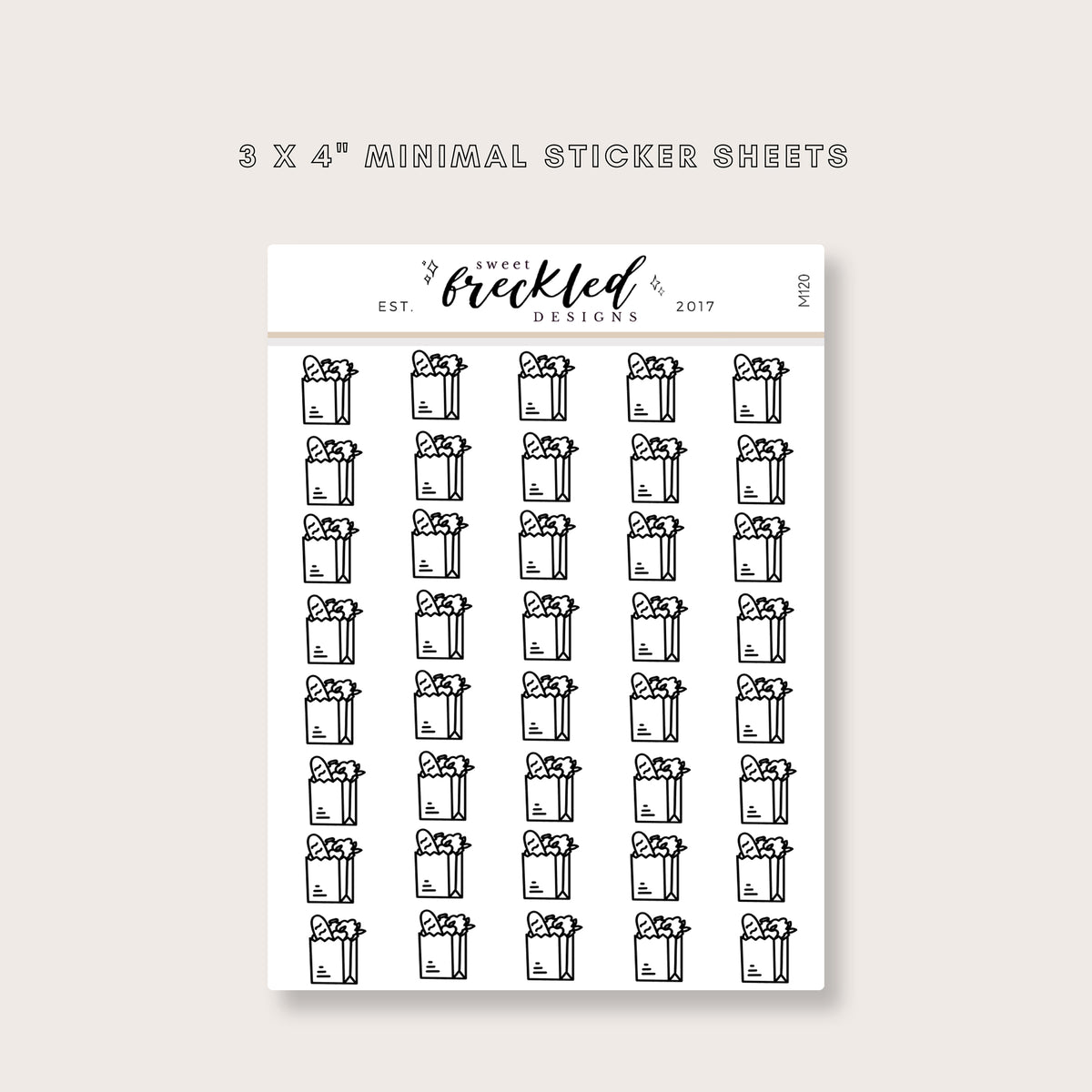 Minimalistic Mini Groceries Grocery Bag Shopping Stickers