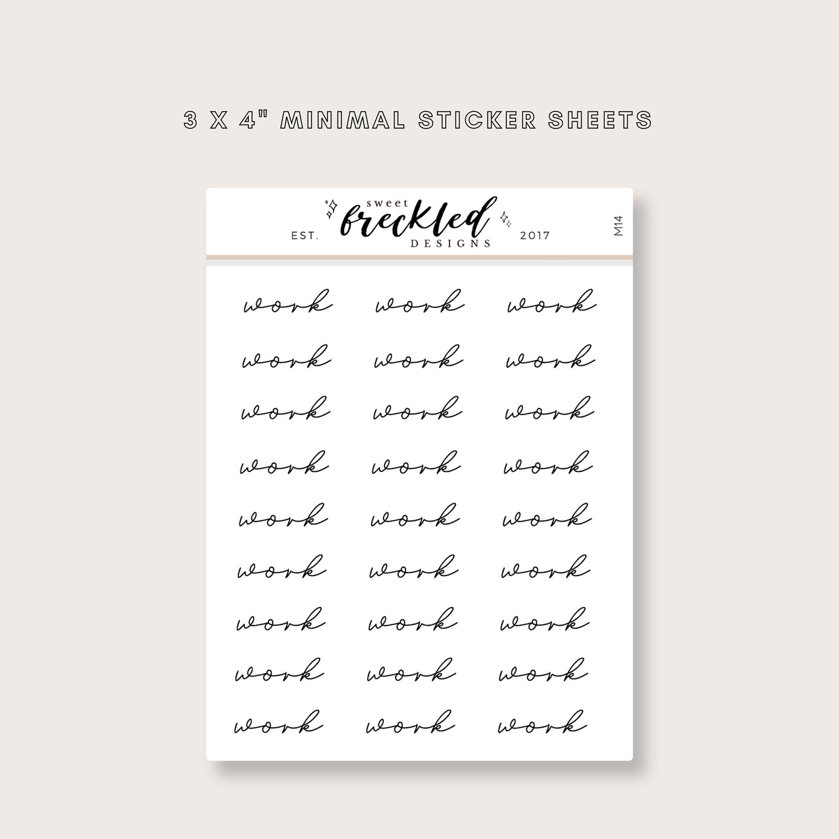 Minimalistic Script "Work" Stickers