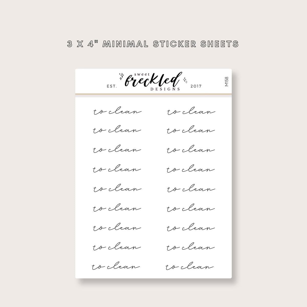 Minimalistic Script "To Clean" Stickers