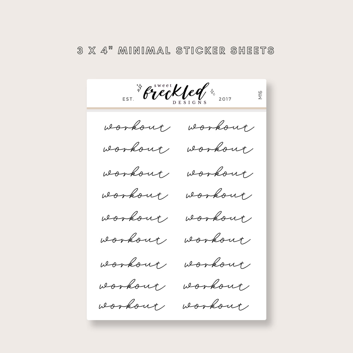 Minimalistic Script "Workout" Stickers