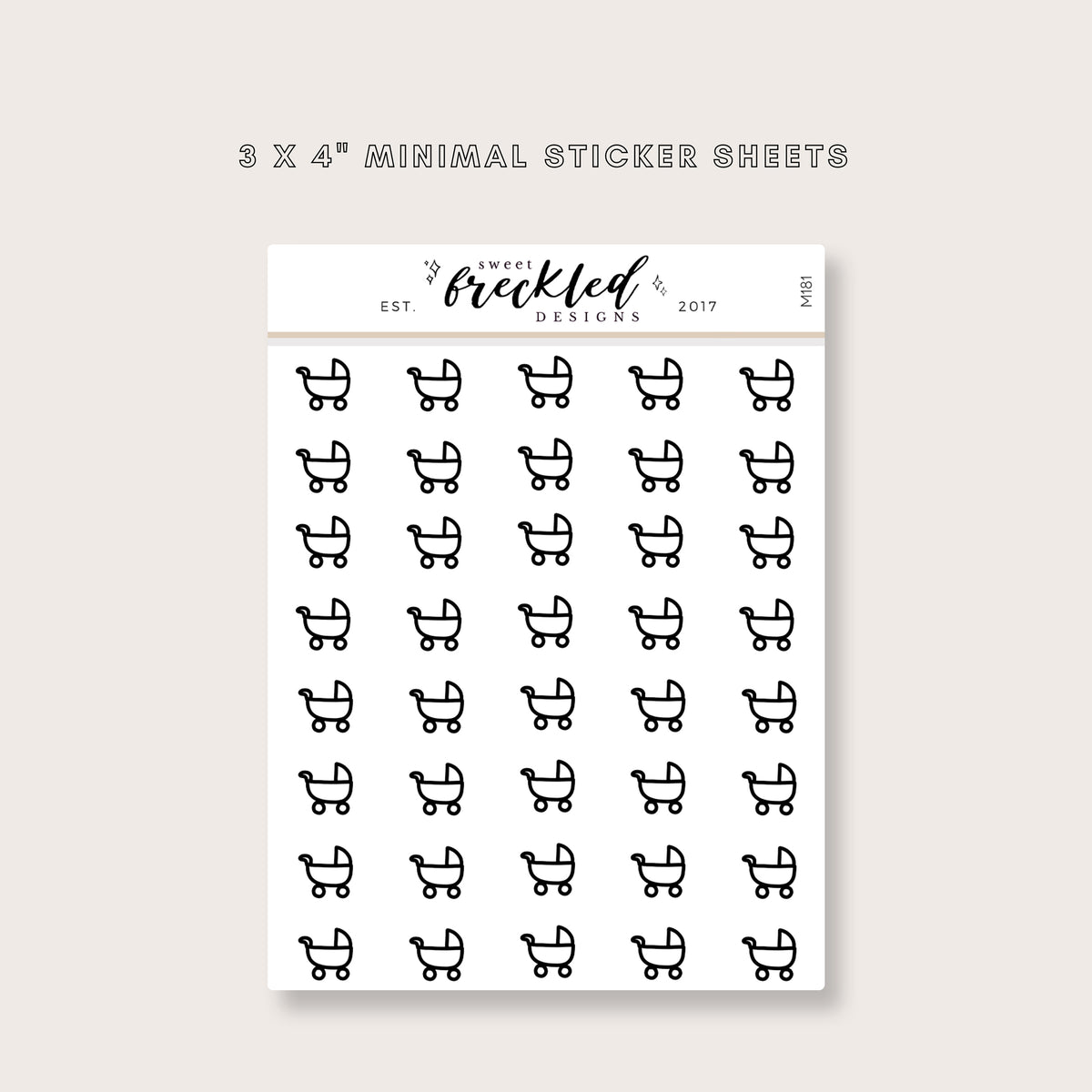 Minimalistic Mini Baby Stroller Stickers