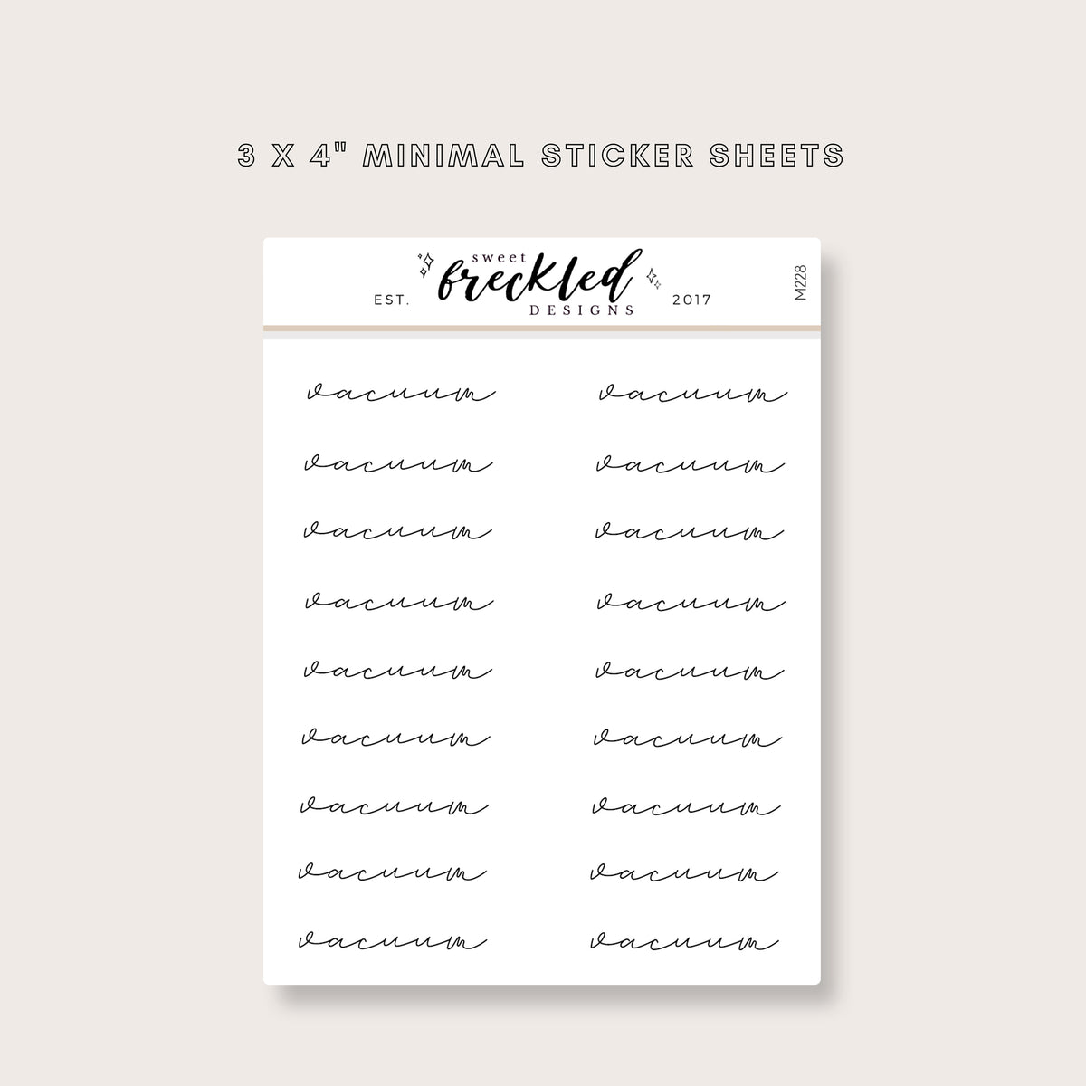 Minimalistic Script "Vacuum" Stickers