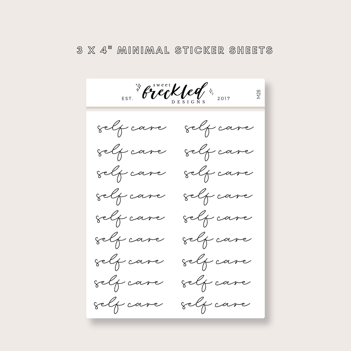 Minimalistic Script "Self Care" Stickers