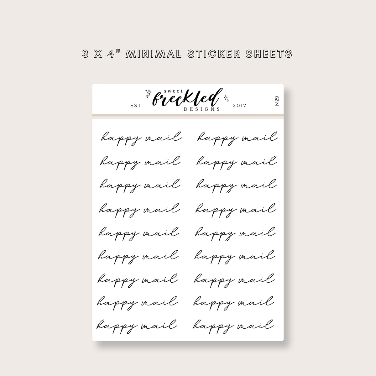 Minimalistic Script "Happy Mail" Stickers