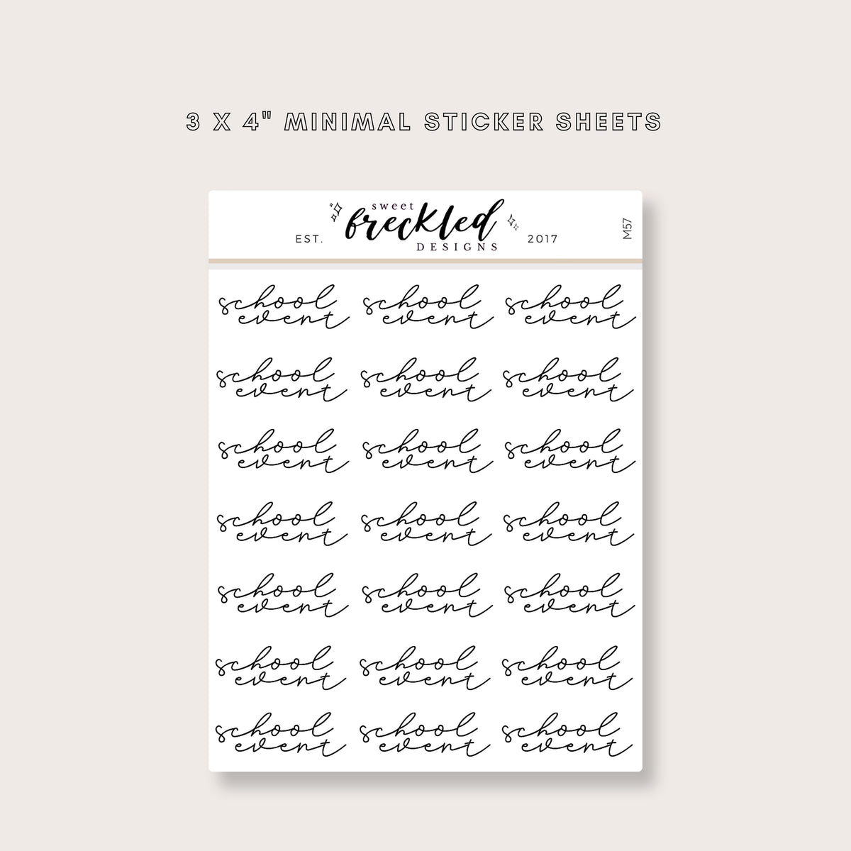 Minimalistic Script "School Event" Stickers