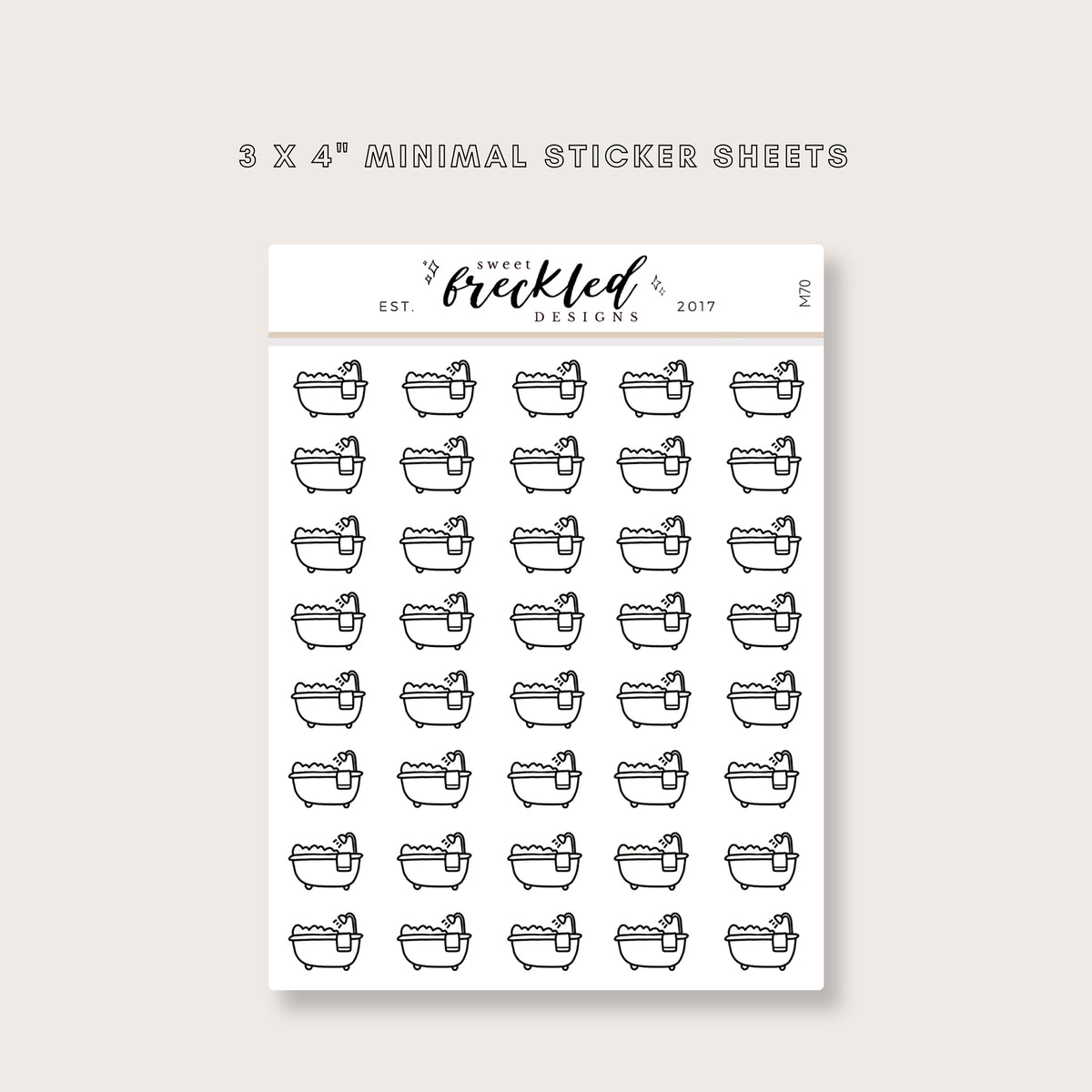 Minimalistic Mini Bathtub Stickers