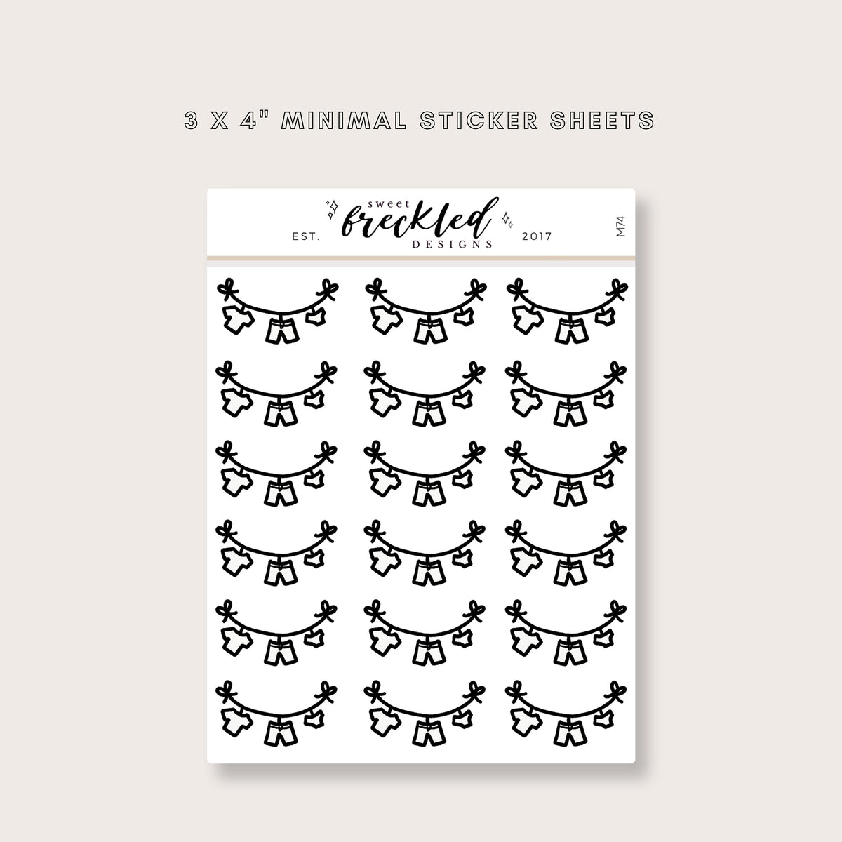 Minimalistic Laundry Clothes Line Stickers