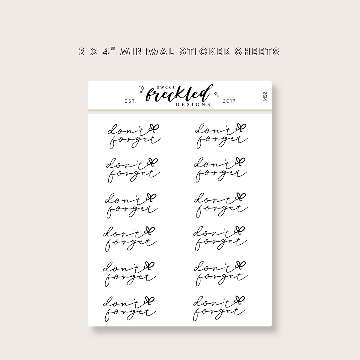 Minimalistic Script "Don't Forget" Stickers
