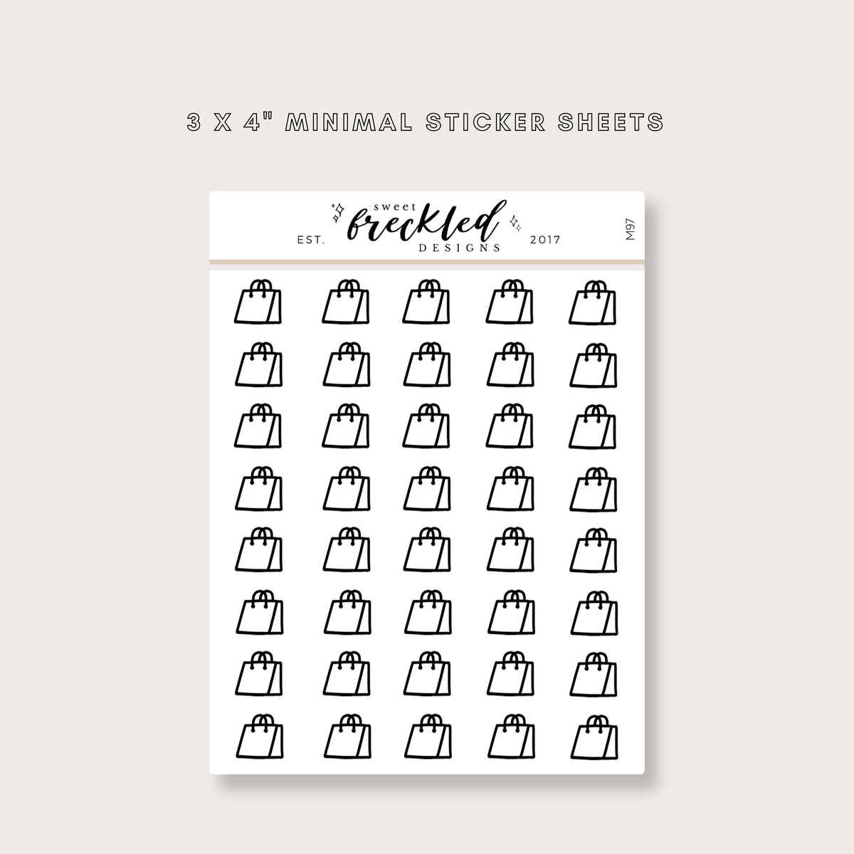 Minimalistic Mini Shopping Bag Stickers