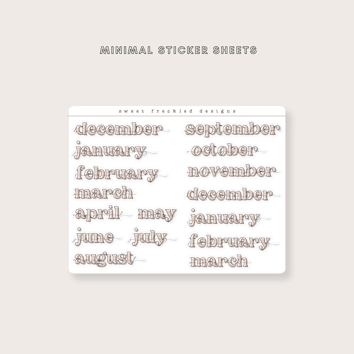 Minimal Bold Months of the Year Stickers (New Colors Available!)