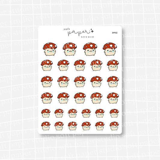 Amanita the Mushroom Cry Sad Emoti Stickers