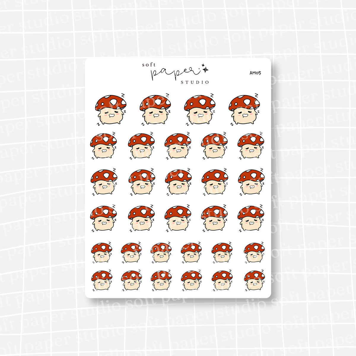 Amanita the Mushroom Sleepy Tired Emoti Stickers