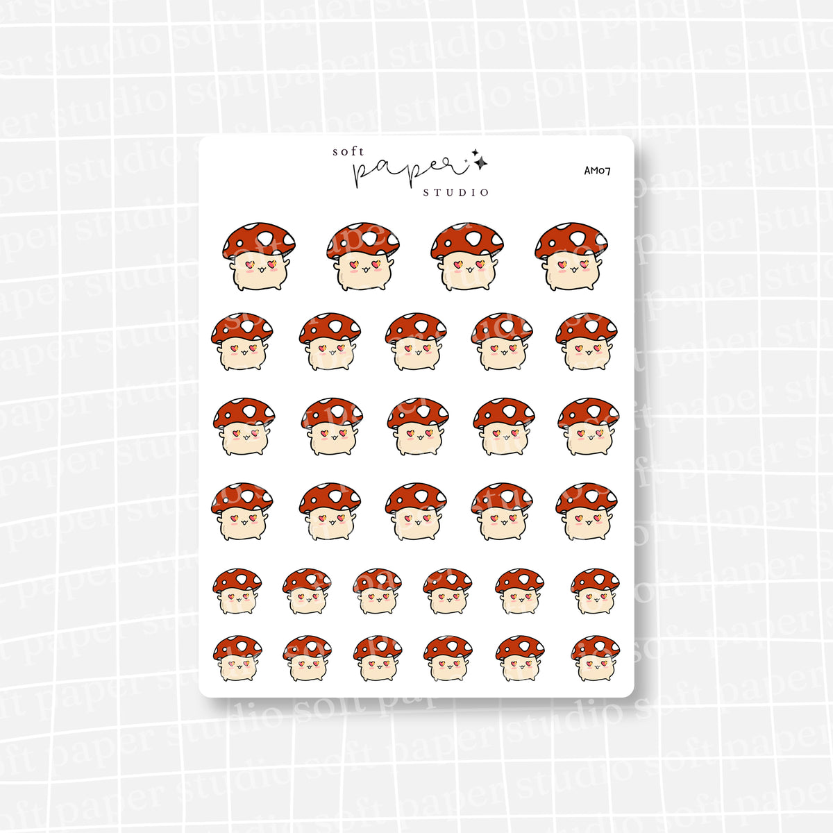 Amanita the Mushroom Heart Eyes Love Emoti Stickers