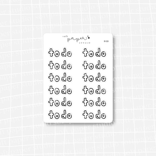 To Do Handwritten Bujo Block Bubble Letters Stickers