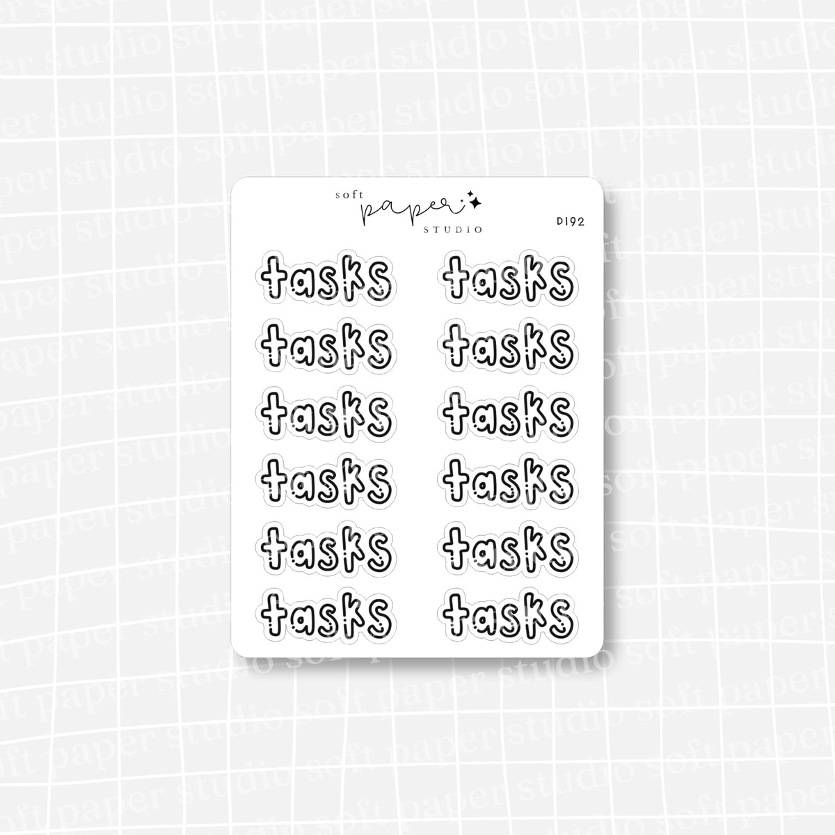 Tasks Handwritten Bujo Block Bubble Letters Stickers