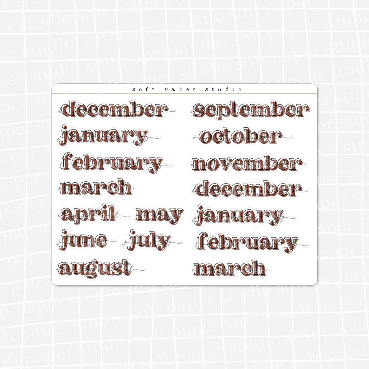 Minimal Bold Months of the Year Stickers (New Colors Available!)