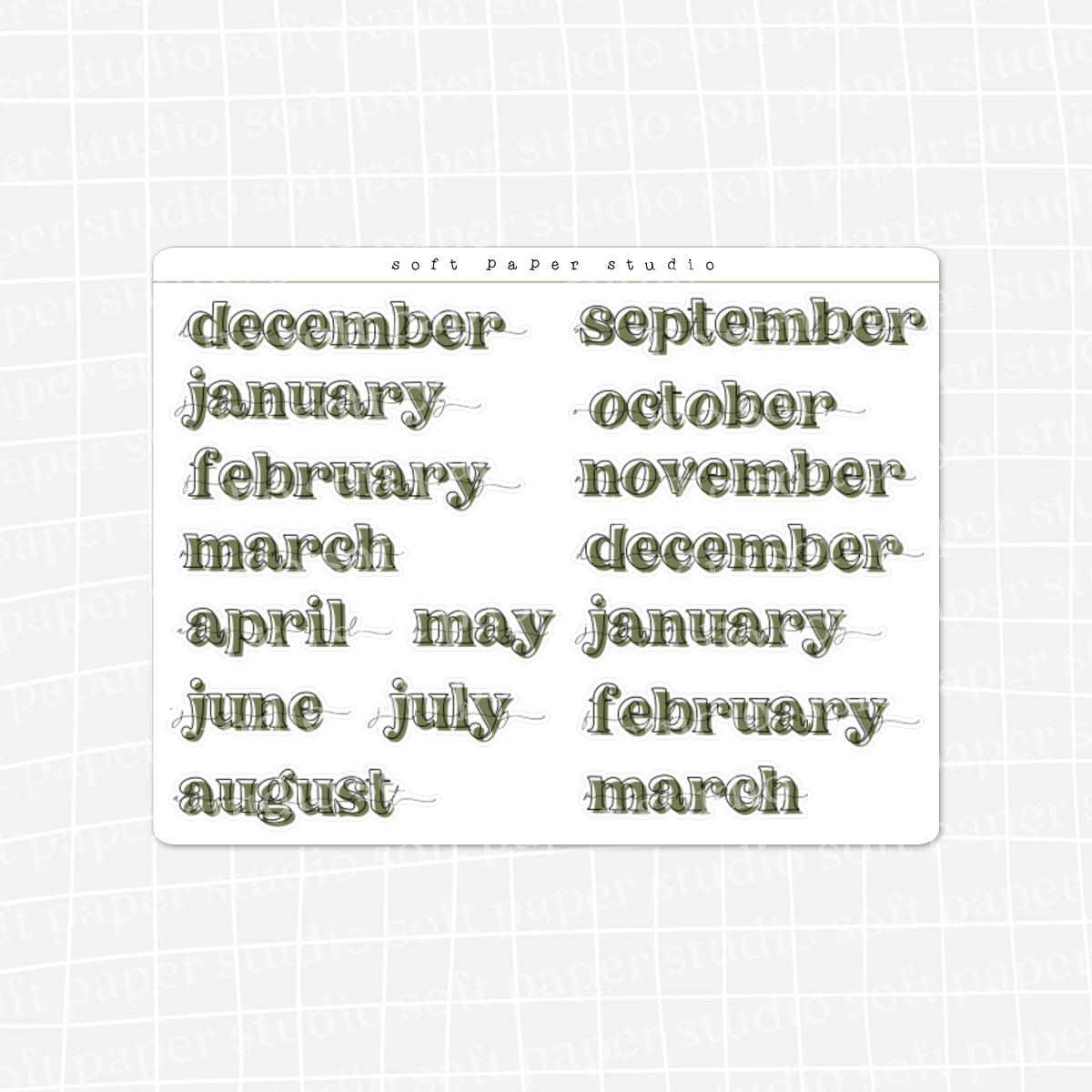Minimal Bold Months of the Year Stickers (New Colors Available!)