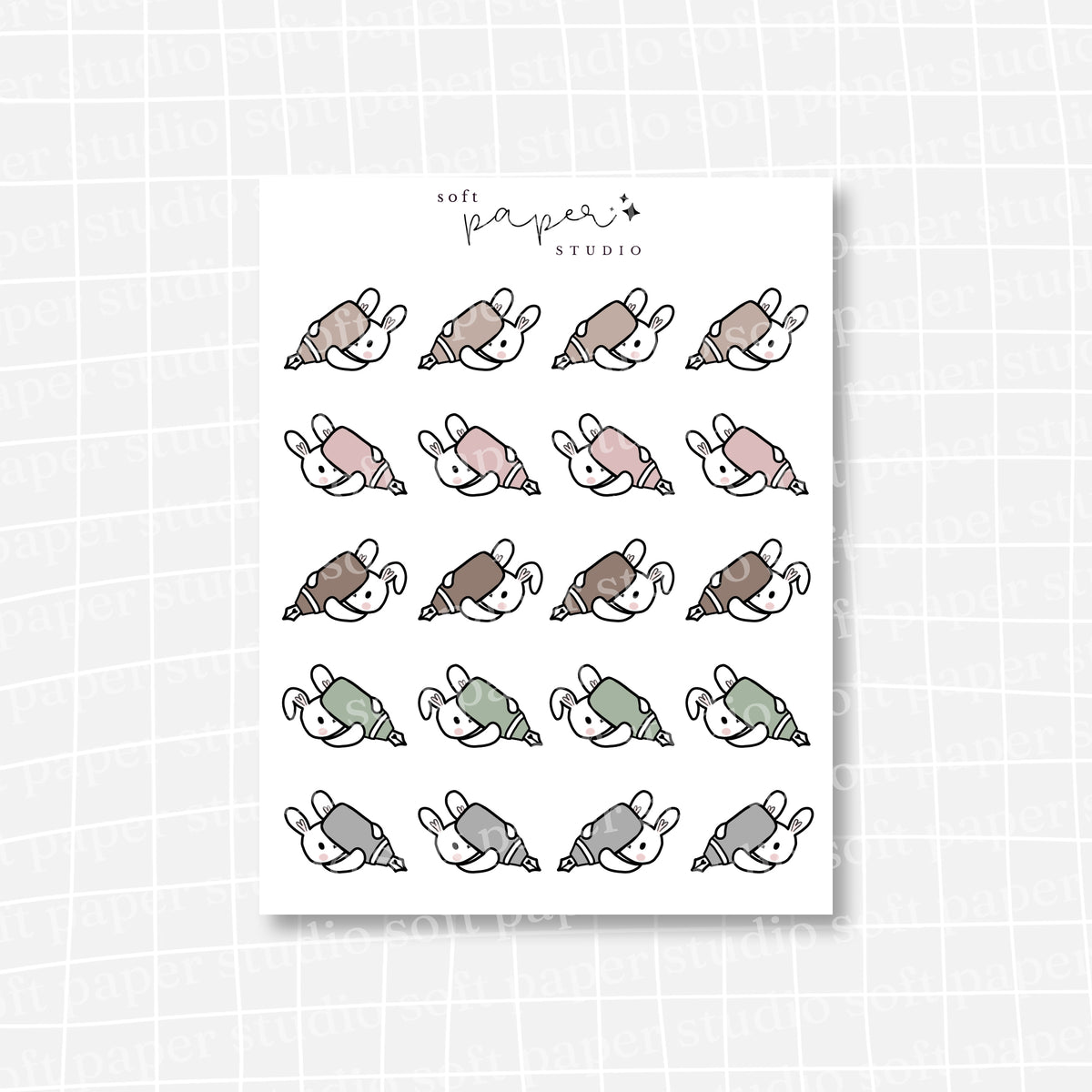 Latte the Bunny Chubby Fountain Pen Stickers (3 Colors Available)