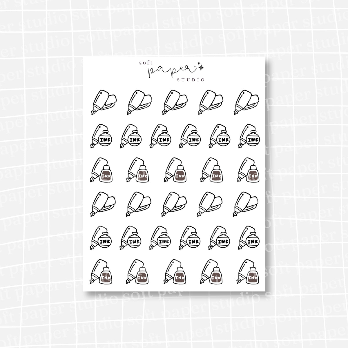 Chubby Fountain Pen and Ink Stickers (3 Colors Available)
