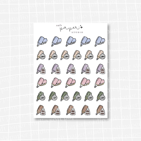 Chubby Fountain Pen and Ink Stickers (3 Colors Available)