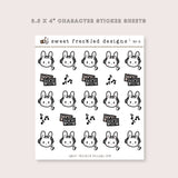 Latte the Bunny Listening to Music Headphones Stickers
