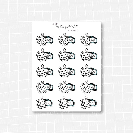 Latte the Bunny Waiting On Alarm Clock Stickers