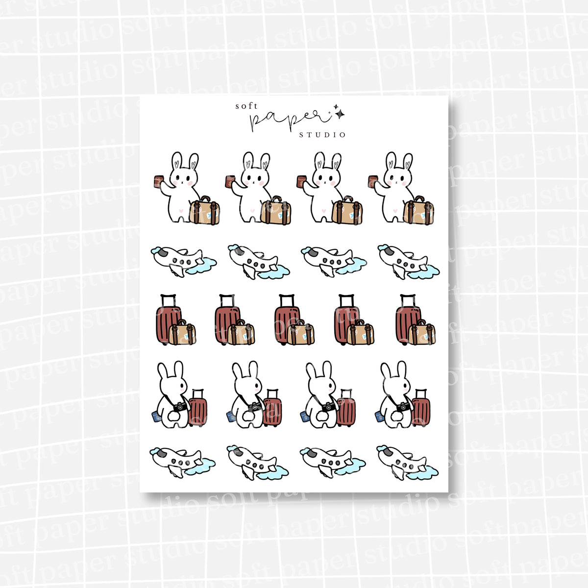 Latte the Bunny Traveling Vacation Stickers