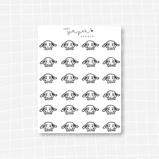 Latte the Bunny Frustrated Stickers (2 Versions Available)