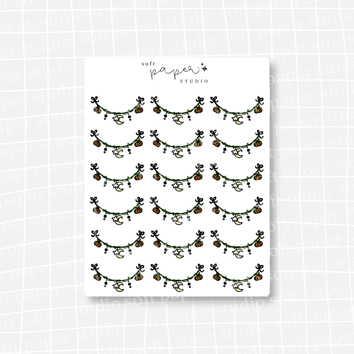 Fall Pumpkin Moon Garland Stickers
