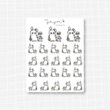 Latte the Bunny Spooky Halloween Walk the Ghostie Dog Stickers