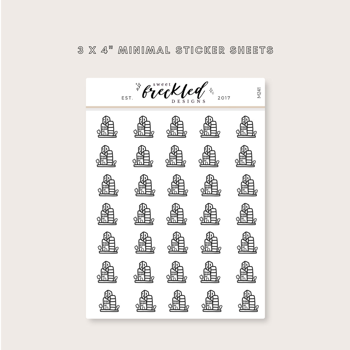 Minimalistic Mini City Office Building Stickers