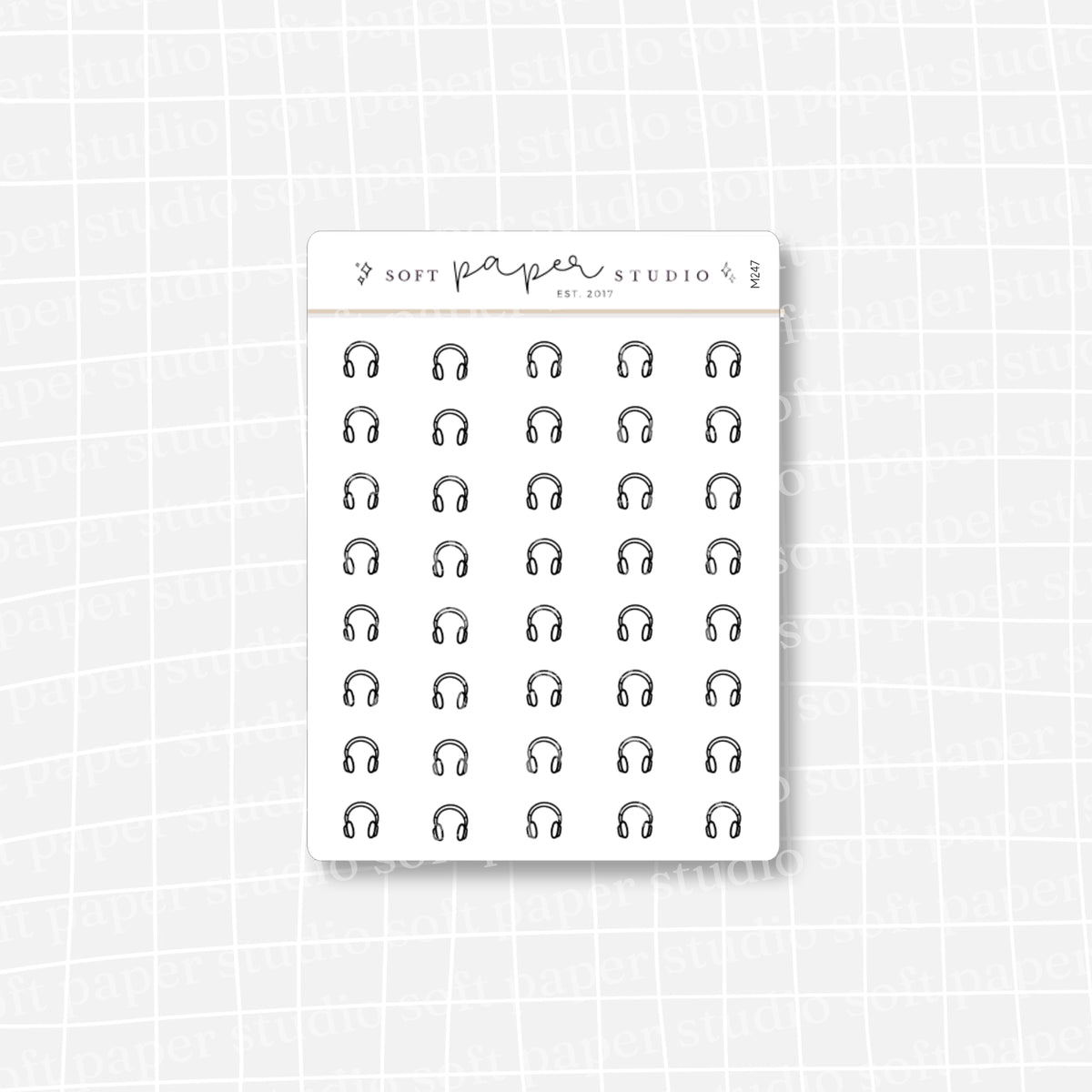 Minimalistic Mini Headphones Music Stickers