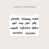 Minimal Brush Lettered Large Months of the Year Stickers
