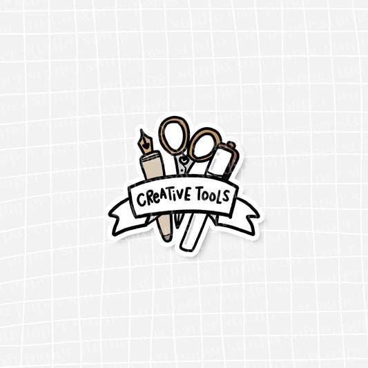 Waterproof VINYL DIECUT STICKER - Creative Tools Stationery (2 Colors Available)