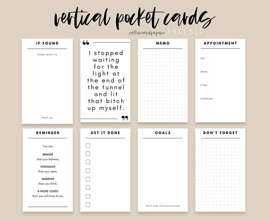 FREEBIE | Vertical Pocket Cards Printable