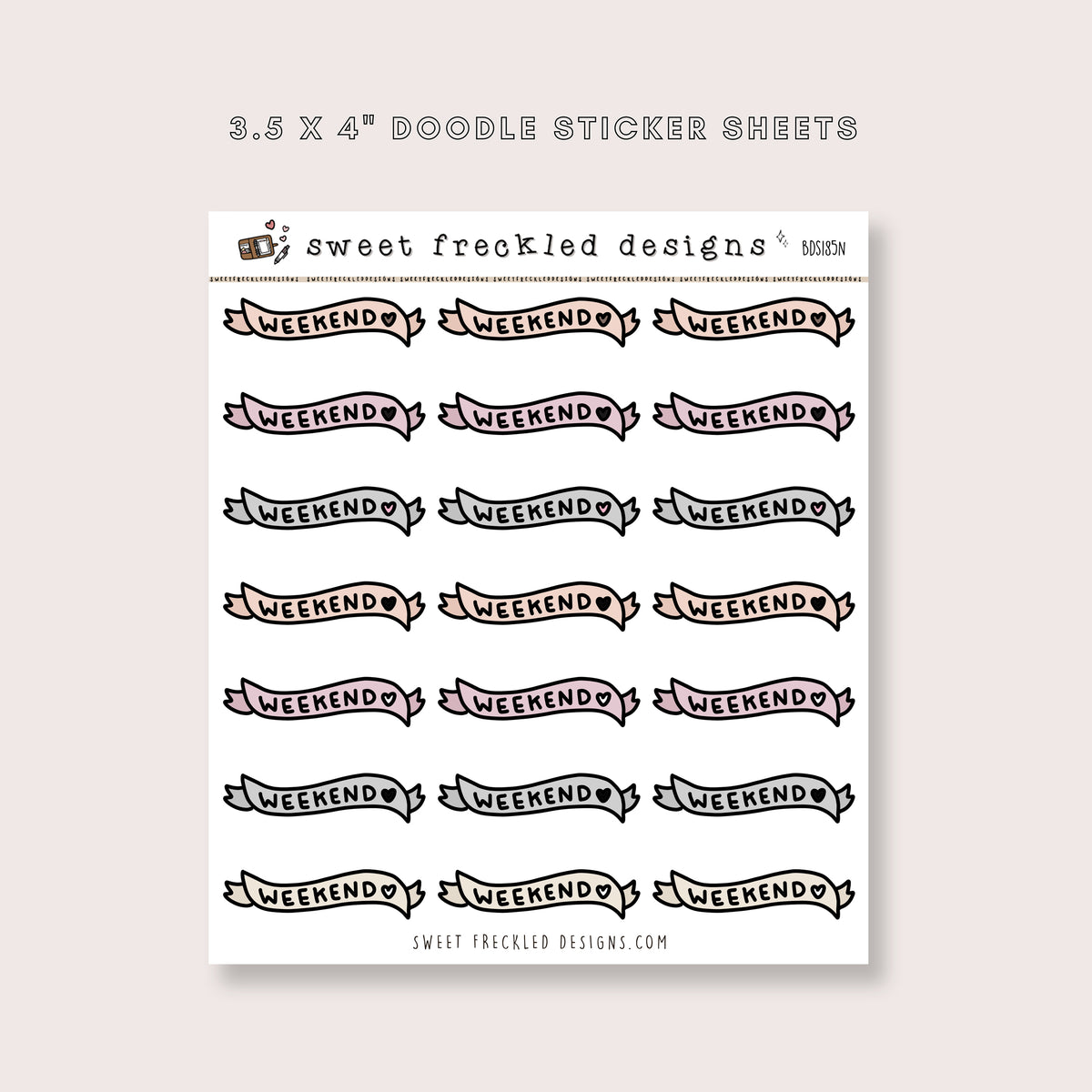 Weekend Banner Doodle Stickers (3 Colors Available)