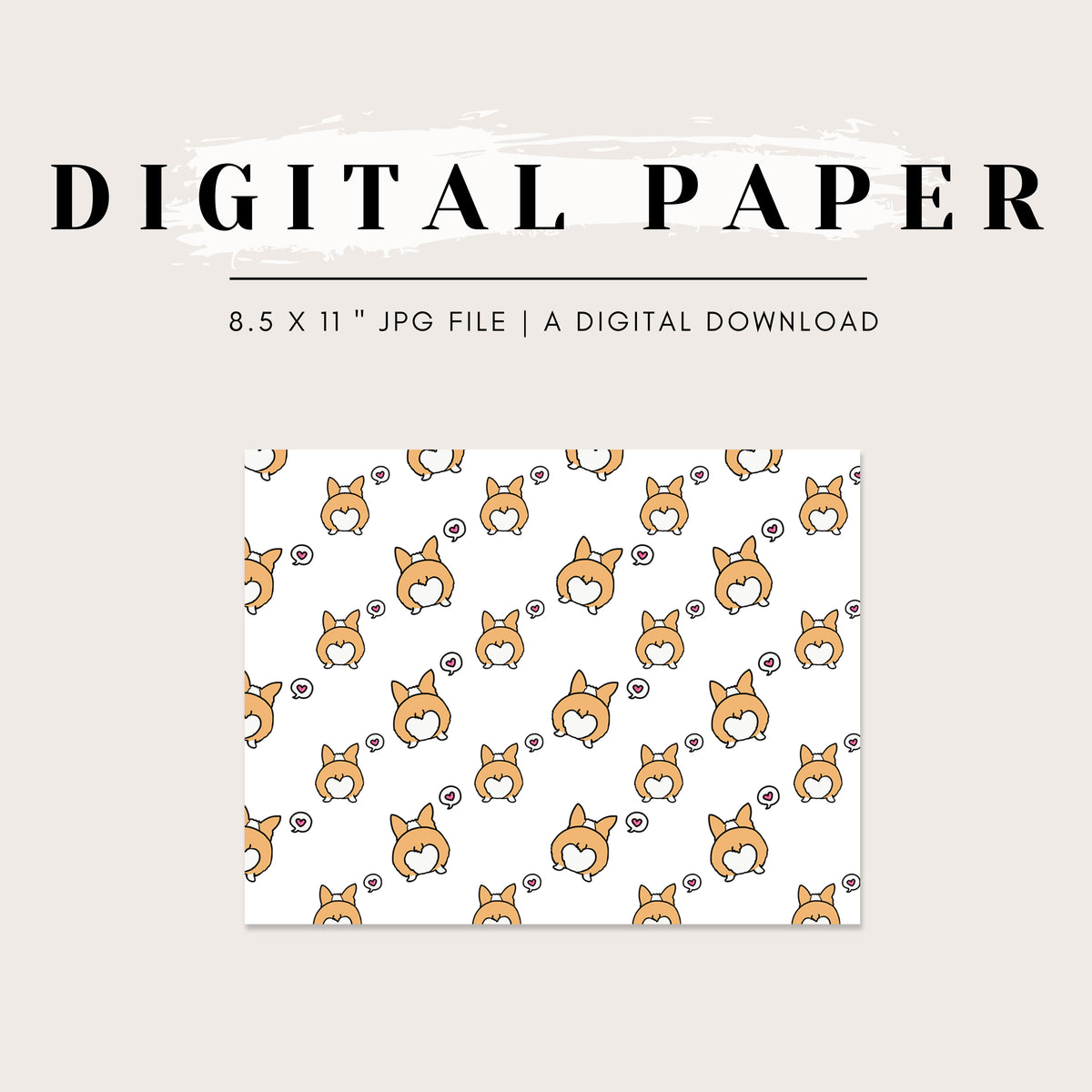 Digital Paper - Corgi Booty Love