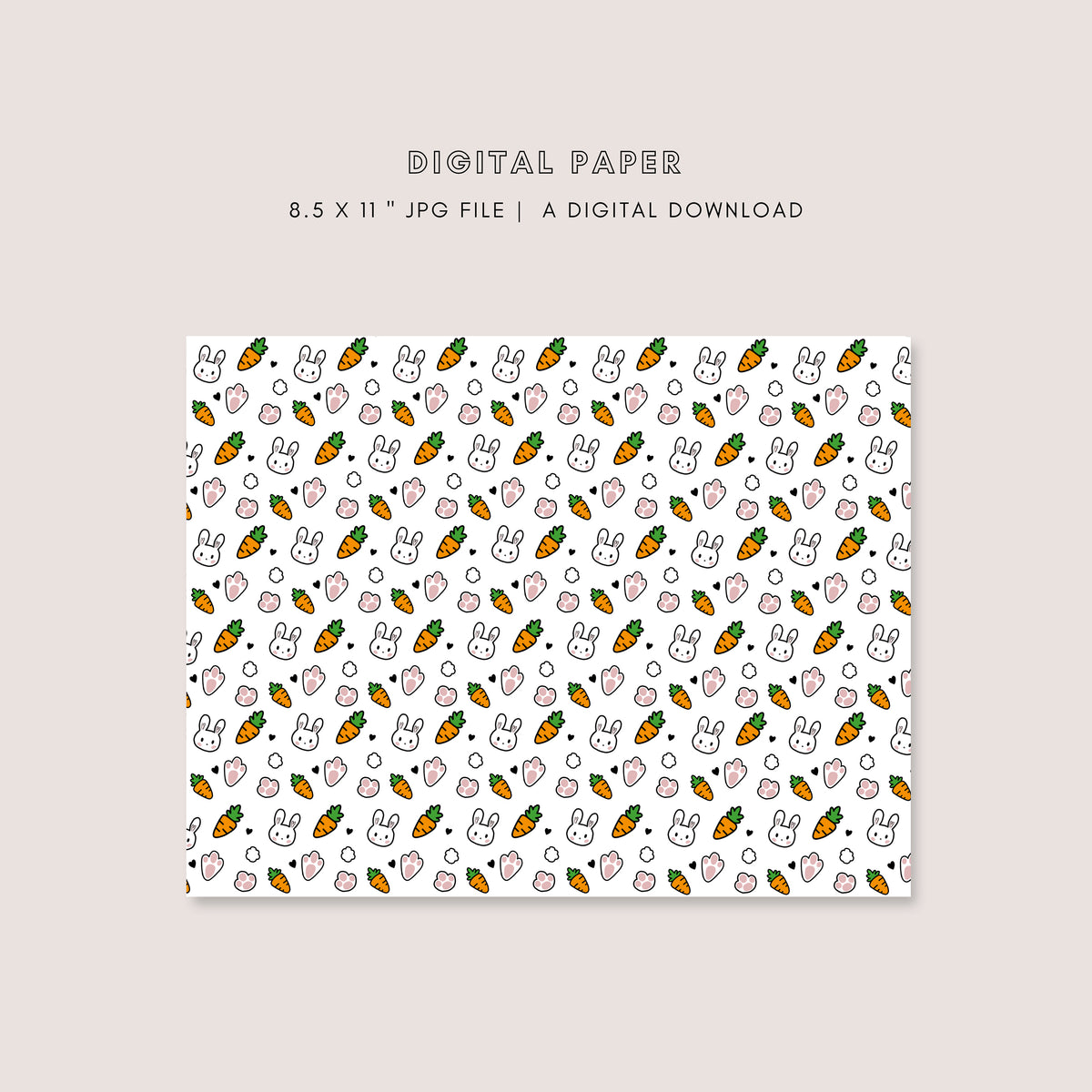 Digital Paper - Latte the White Bunny