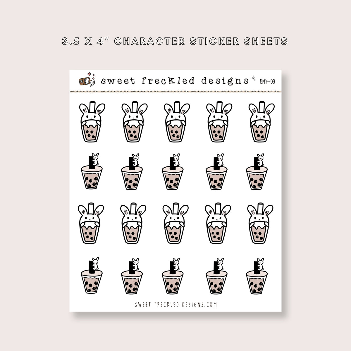 Latte the Bunny Boba Stickers